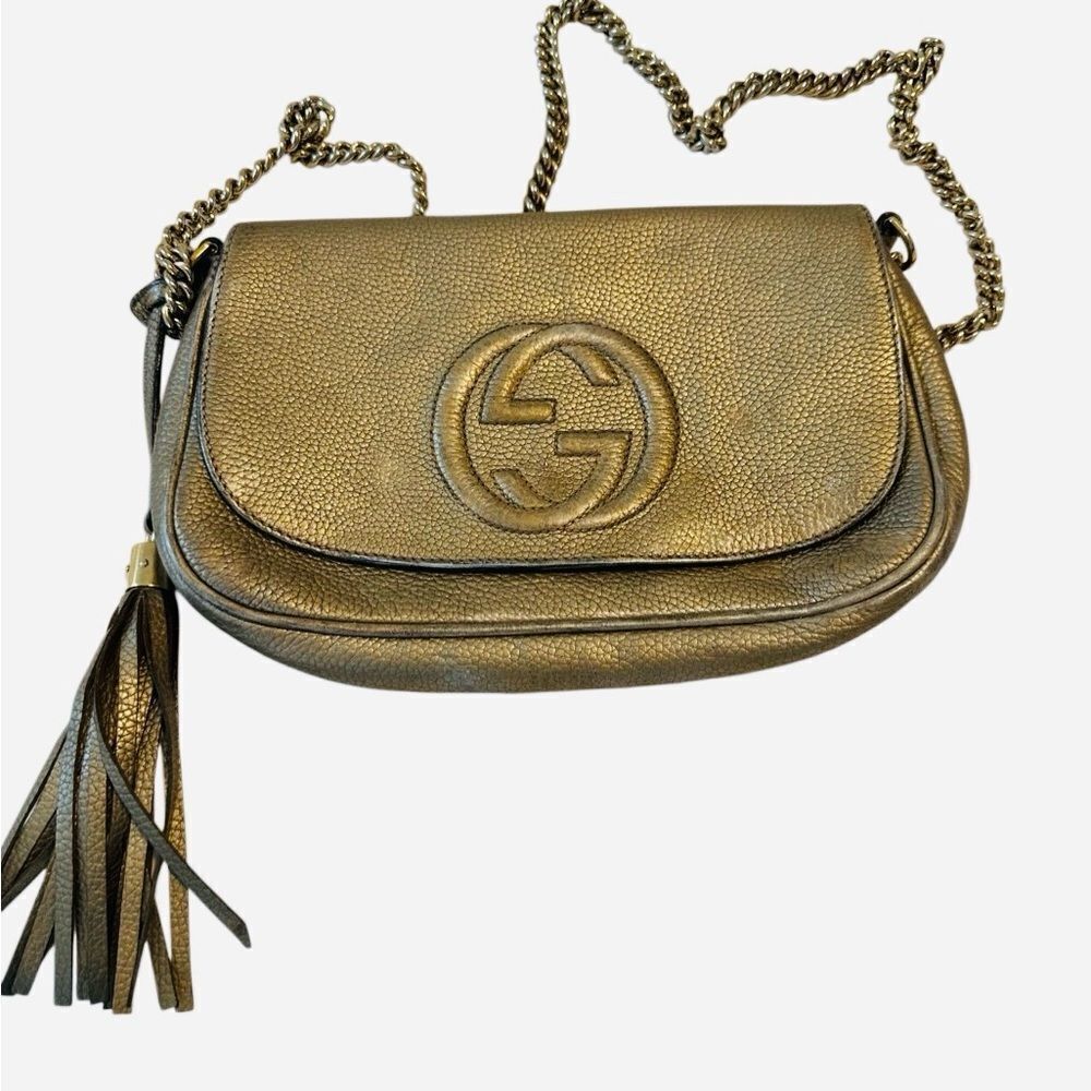 Gucci Gold SoHo Crossbody Bag with Chain Strap and Tassel - Picture 2 of 13